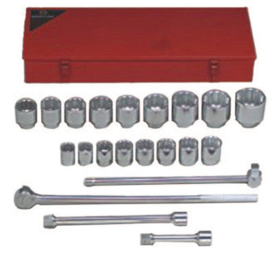 21 Piece Standard Socket Sets, 1 in, 12 Point
