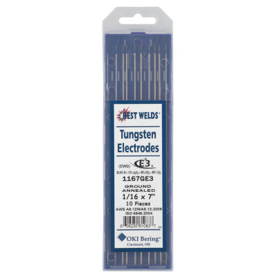 Tungsten Electrodes, 1/16 in Dia., 7 in Long, E3