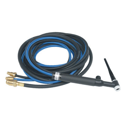 350 Amp Water Cooled TIG Torch, Rigid Valve Head, 1 7/64 D, 12.5 ft Rubber Cable