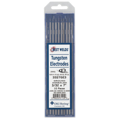 Tungsten Electrodes, 3/32 in Dia., 7 in Long, E3