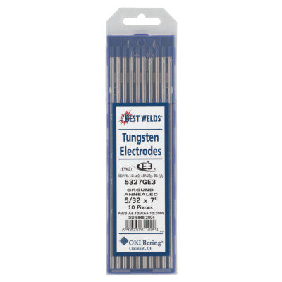 Tungsten Electrodes, 5/32 in Dia., 3 in Long, E3