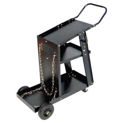 MIG Welding Carts, 12 1/4 in x 33 in, 3 Shelves, 125 lb Capacity, Black