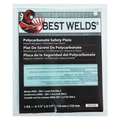 Safety Plate, 4.5 in x 5.25 in, Polycarbonate, Clear