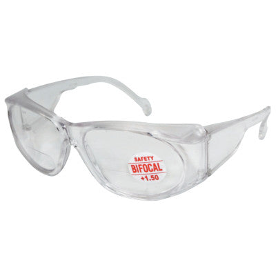 Bifocal Safety Glasses, 1.50 Diopter, Clear