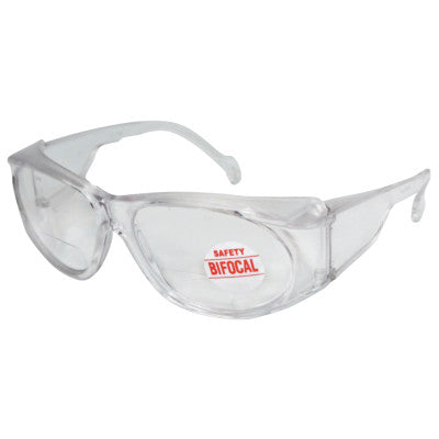 Bifocal Safety Glasses, 2.50 Diopter, Clear