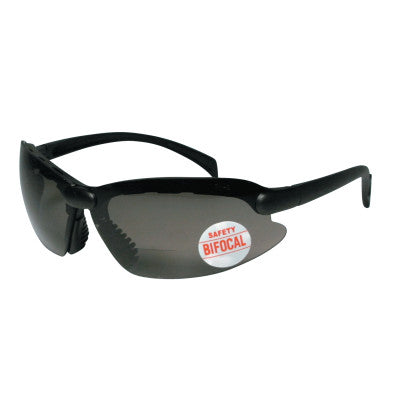 Smoke Bifocal Safety Glasses, 2.00 Diopter, Black