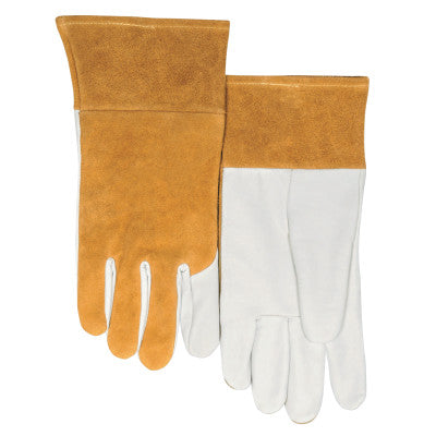 MIG/TIG Welding Gloves, Goatskin/Split Cowhide, Large, White