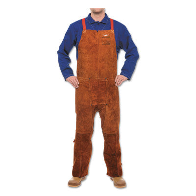 Leather Split Leg Bib Aprons, 48 in x 24 in, Side Split Cowhide, Lava Brown