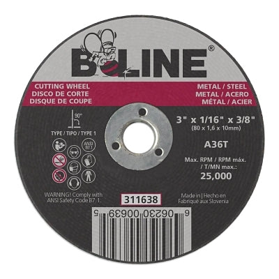 3 X 1/16 B-LINE T1 CUTTING WHEEL A36T 3/8 A.H.