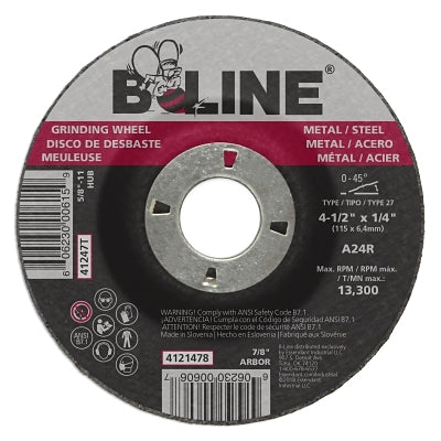 4-1/2 X 1/4 B-LINE T27 GRINGING WHEEL A24R 7/8